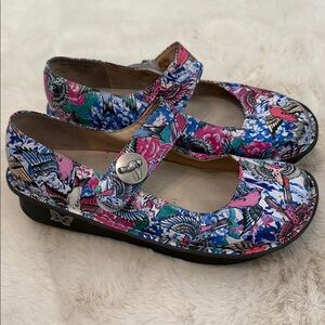 Alegria Multicolor bird pattern Mary Jane Shoes